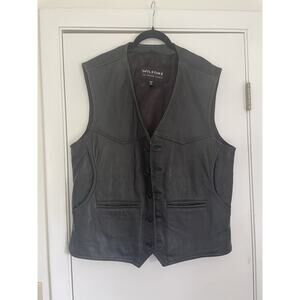Wilson Leather Vintage Black Leather Biker Vest size m 80s 90s western